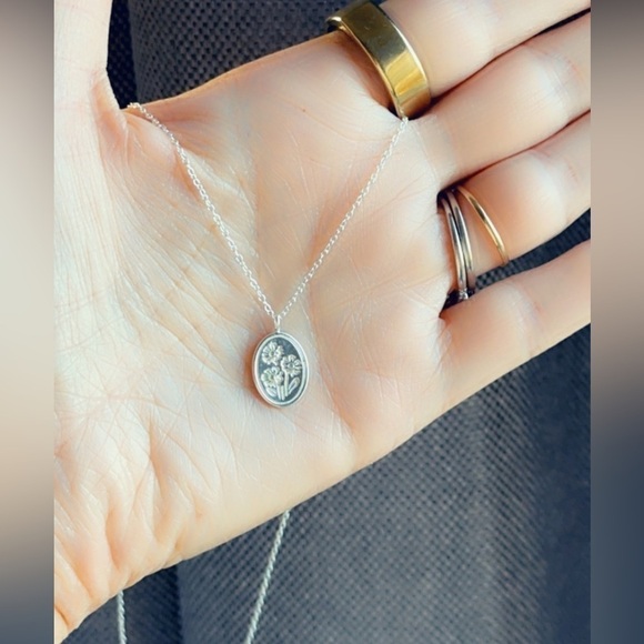 Sterling Silver Flower and Stone Necklace - Picture 9 of 11